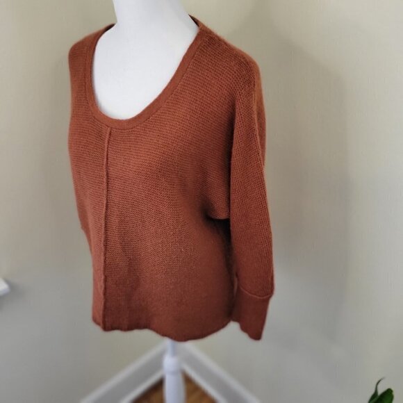 Cynthia Rowley Long-Sleeve Round Neck Knit Sweater Rusty Orange/Brown Size L - Picture 4 of 13